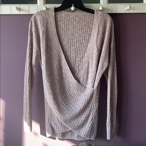 Neutral Pink Surplice Sweater